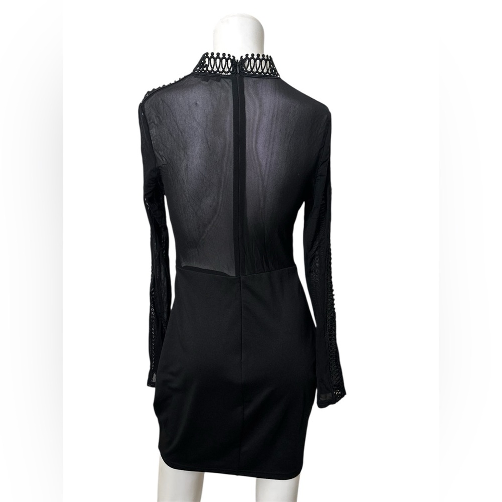 Black Mesh Ruffled Dress - Picture 3 of 3